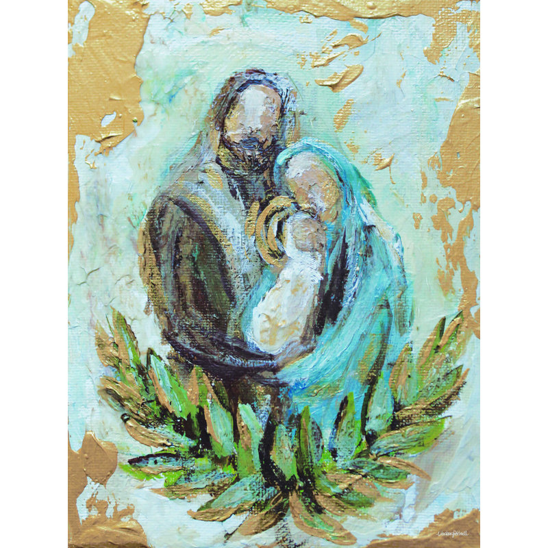 Sainte Famille - peinture sur toile tendue, H 24 po x l 18 po