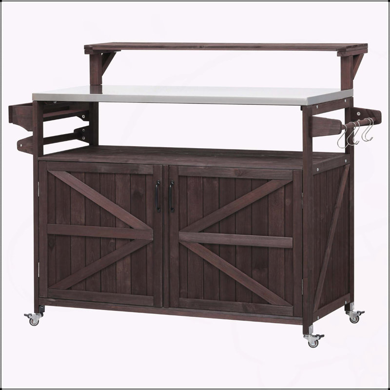 Versatile Outdoor Kitchen Island with Premium Materials and Multiple Storage Options, Brown
