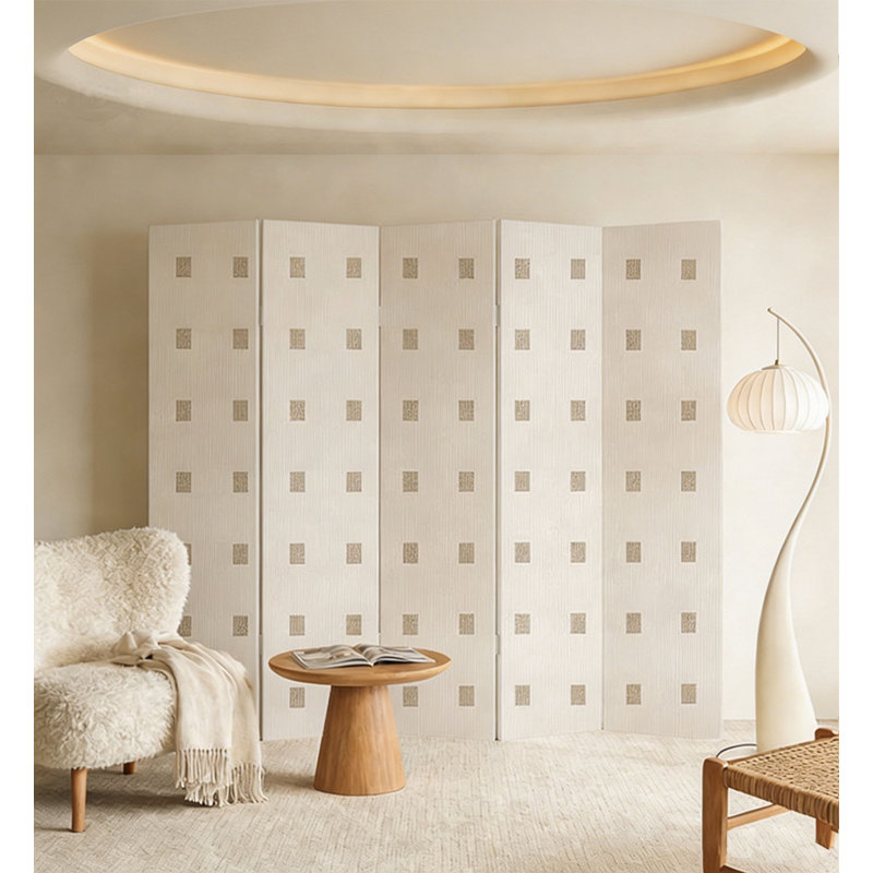 Écran de chambre pliable en cèdre crème, 5, H 74,8 po x l 98,4 po x P 1,2 po