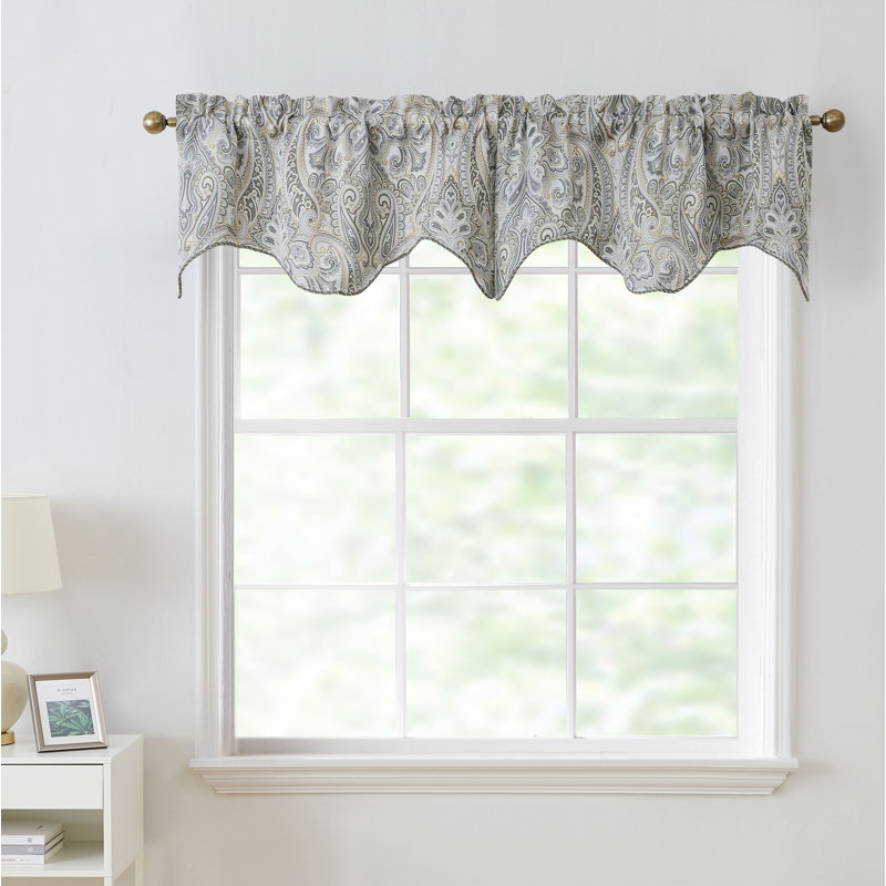 Gillot Blackout Rod Pocket 50" Window Valance, Gray/Yellow