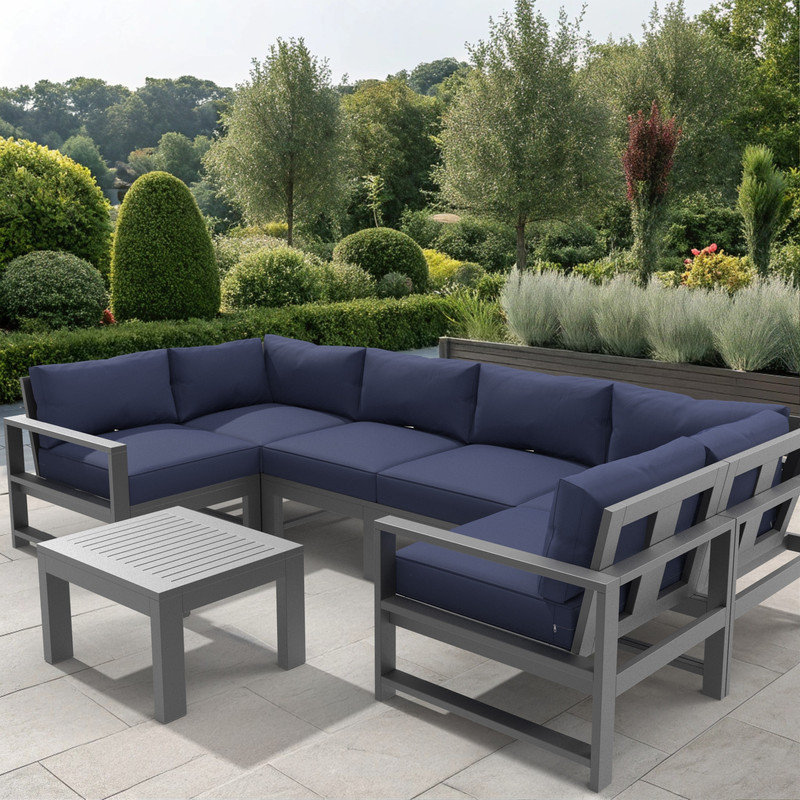 Outdoor CoverRite Foam Seat and Polyfill Back Cushion Set, 5? Thick Foam, UV Proof Patio Furniture, Navy Blue