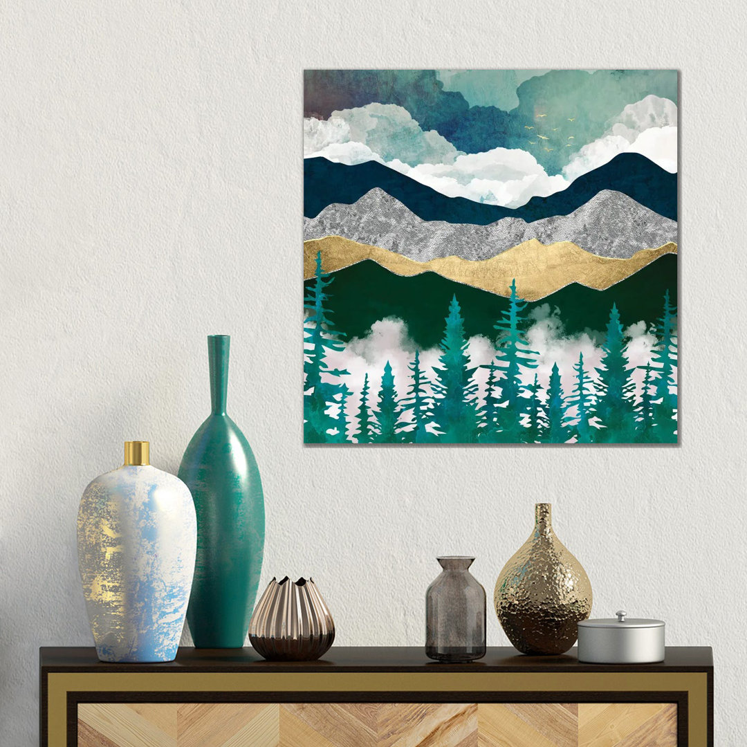 Misty Pines II von SpaceFrog Designs - Galerie-umwickelte Leinwand Giclée auf Leinwand