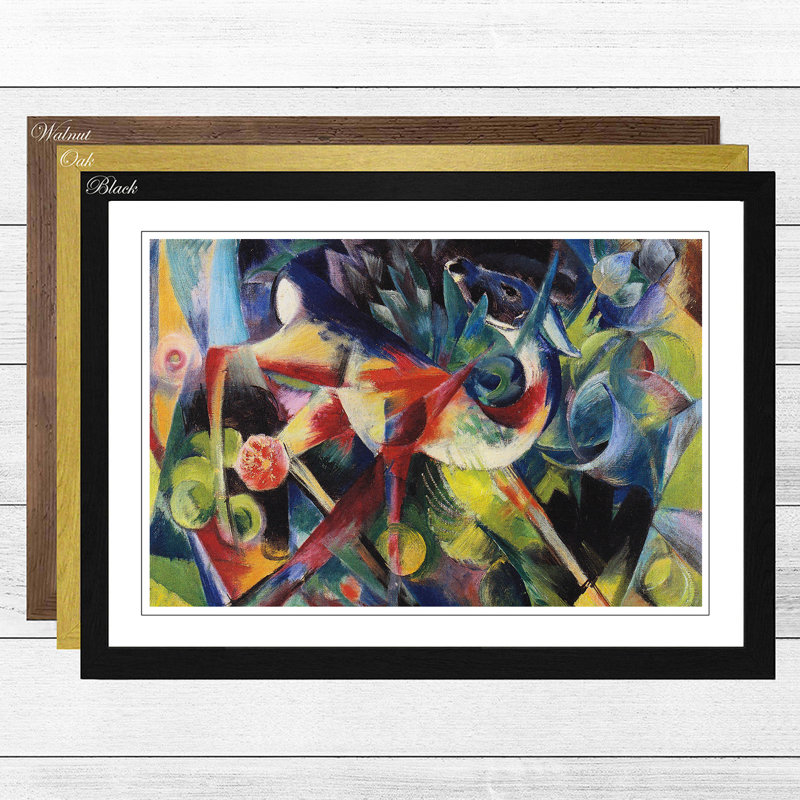 Deer in the Flower Garden by Franz Marc - Framed Print, Walnut