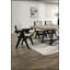 Ensemble de salle à manger contemporain 7 pièces noir avec table en bois d'hévéa et 6 chaises pour un repas élégant et fonctionnel-1406682300