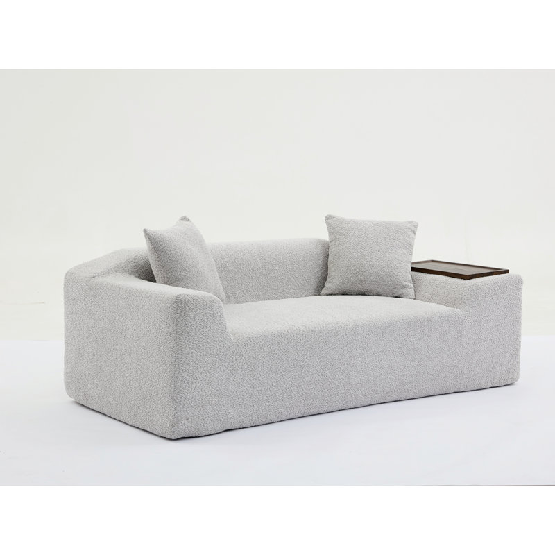 Camario 2 Piece Boucle Cloud Sofa Set, Light Grey