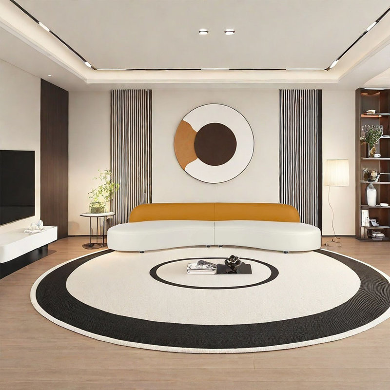 Semi-circle light luxury arc sofa, 27.56" H x 110.23" W x 32.68" D, 5
