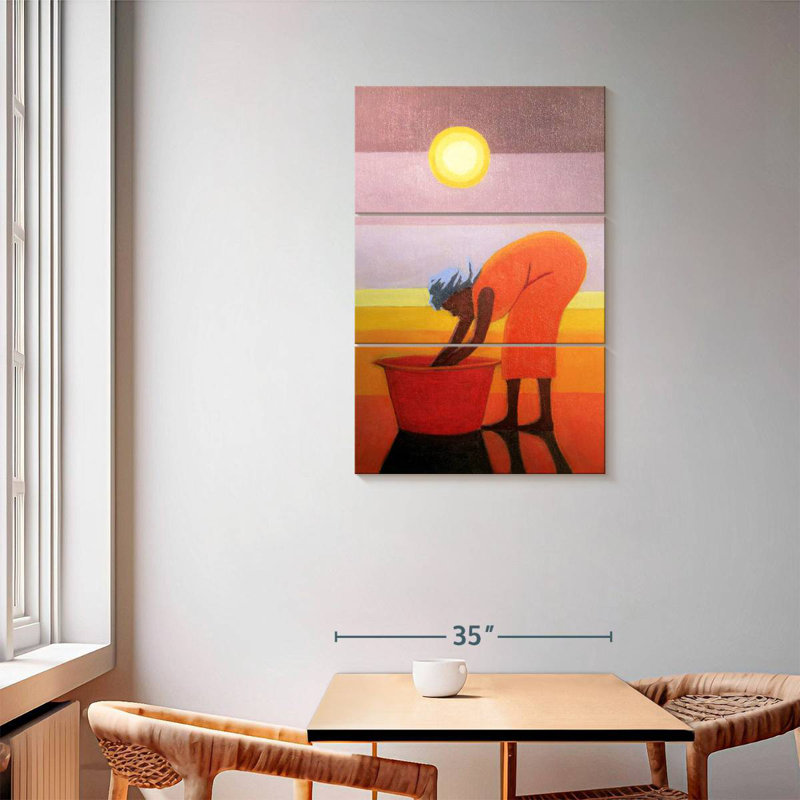 Leisha, le seau rouge, H 57 po x l 36 po