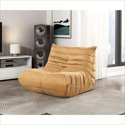 Mustard Yellow Tufted Microfiber Accent Chair, Comfy 1-Seater Floor Chair for Adults, Extra Seating for Living Room Bedroom
