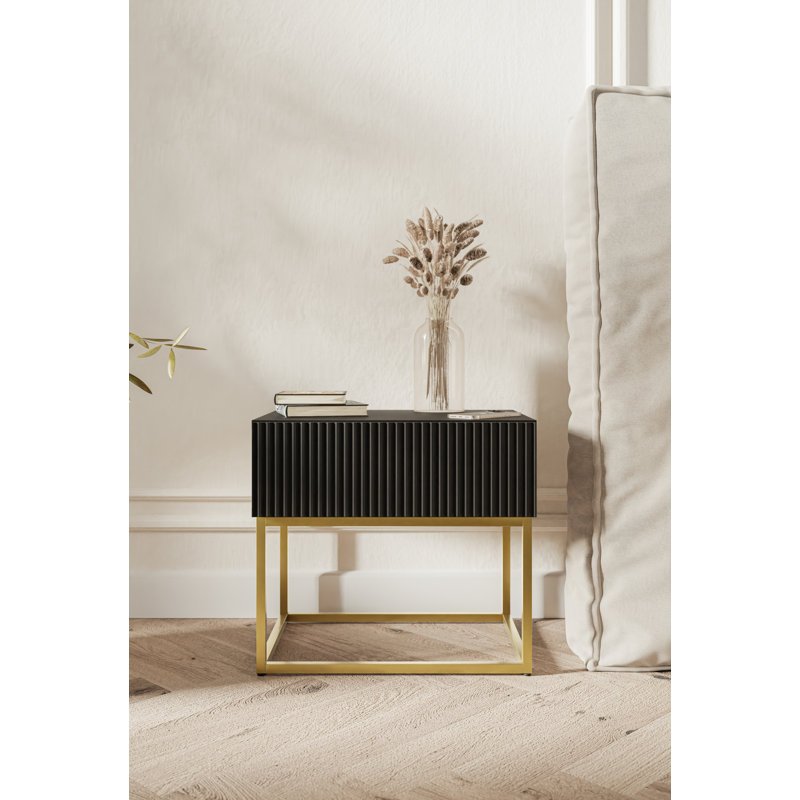 Atahan 50cm W Steel Bedside Table, Black