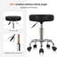 Tabouret à roulettes rondes en similicuir pivotant à hauteur réglable avec roulettes (noir) | Tabouret de bureau à roulettes