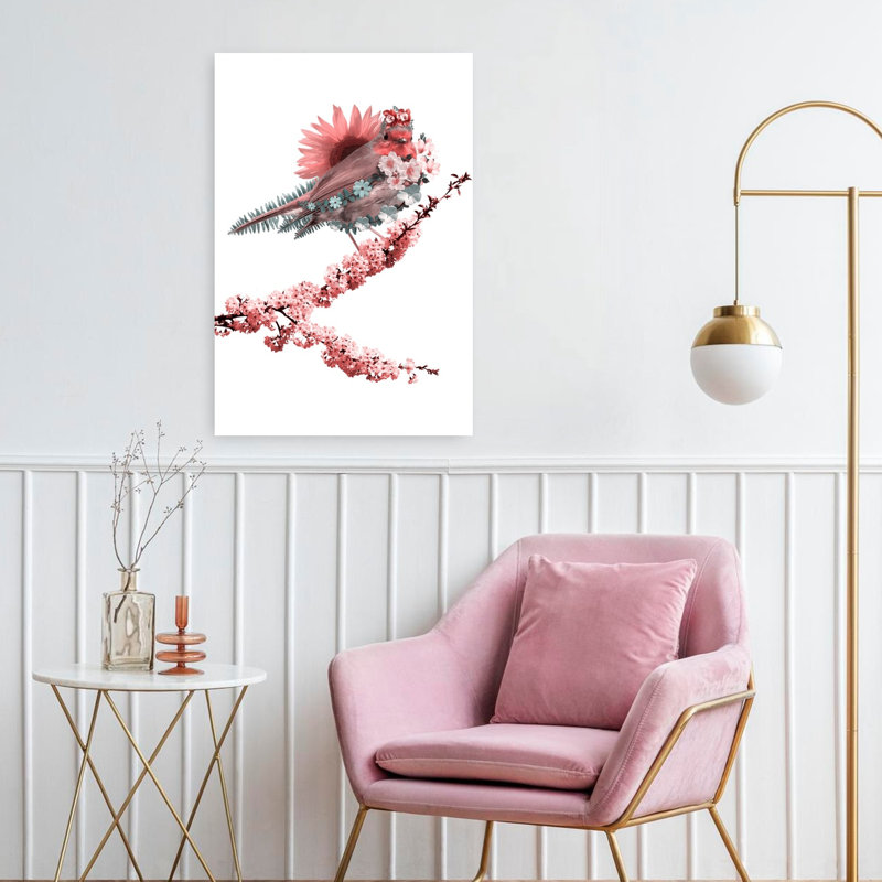 Whimsical Spring Robin 1 Piece Wrapped Canvas Wall Art, 60.96 cm H x 40.64 cm W