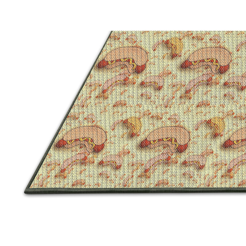 Tapis vert/jaune tissé à la machine, Rectangle 3 pi x 5 pi