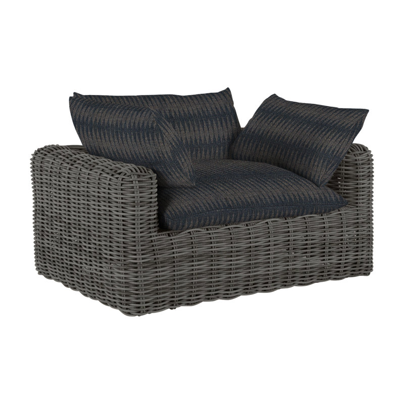 Montecito Patio Chair with Cushions, Raffia, Dove Sunbrella® Linen, No Welt