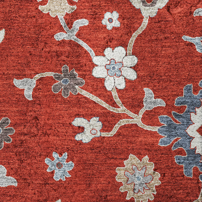 Tapis Oushak Dream Shag ADS753, lavable à la machine, de qualité supérieure, Red, 5' x 7'6"