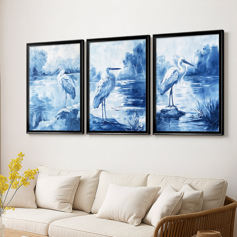 ANIMALS Series CVII - Toile tendue avec châssis sur mesure - 3 pièces, H 21 po x l 30 po, Noir