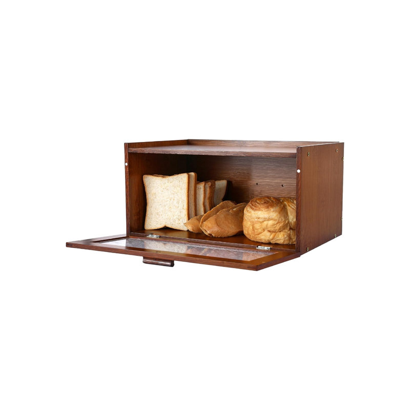 Vintage Bread Box For Kitchen Countertop - Retro Brown Bread Storage Box Breadbox