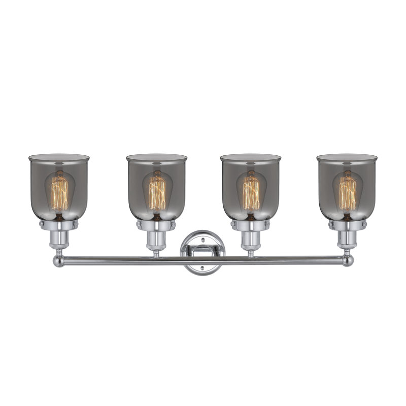 Éclairage pour meuble-lavabo à 4 lumières à intensité variable Asheton, Plaqué couleur fumée, Chrome poli