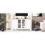 Meuble télé 47,2 po, 3 armoires, portes vitrées, pour meuble de style rétro de 43 po-1904099136