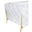 Banc en cuir blanc avec pieds en acier inoxydable et coussin en mousse 3 couches de bois franc séché au four