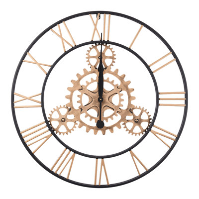 30 Inch Retro Non-Ticking Gear Wall Clock