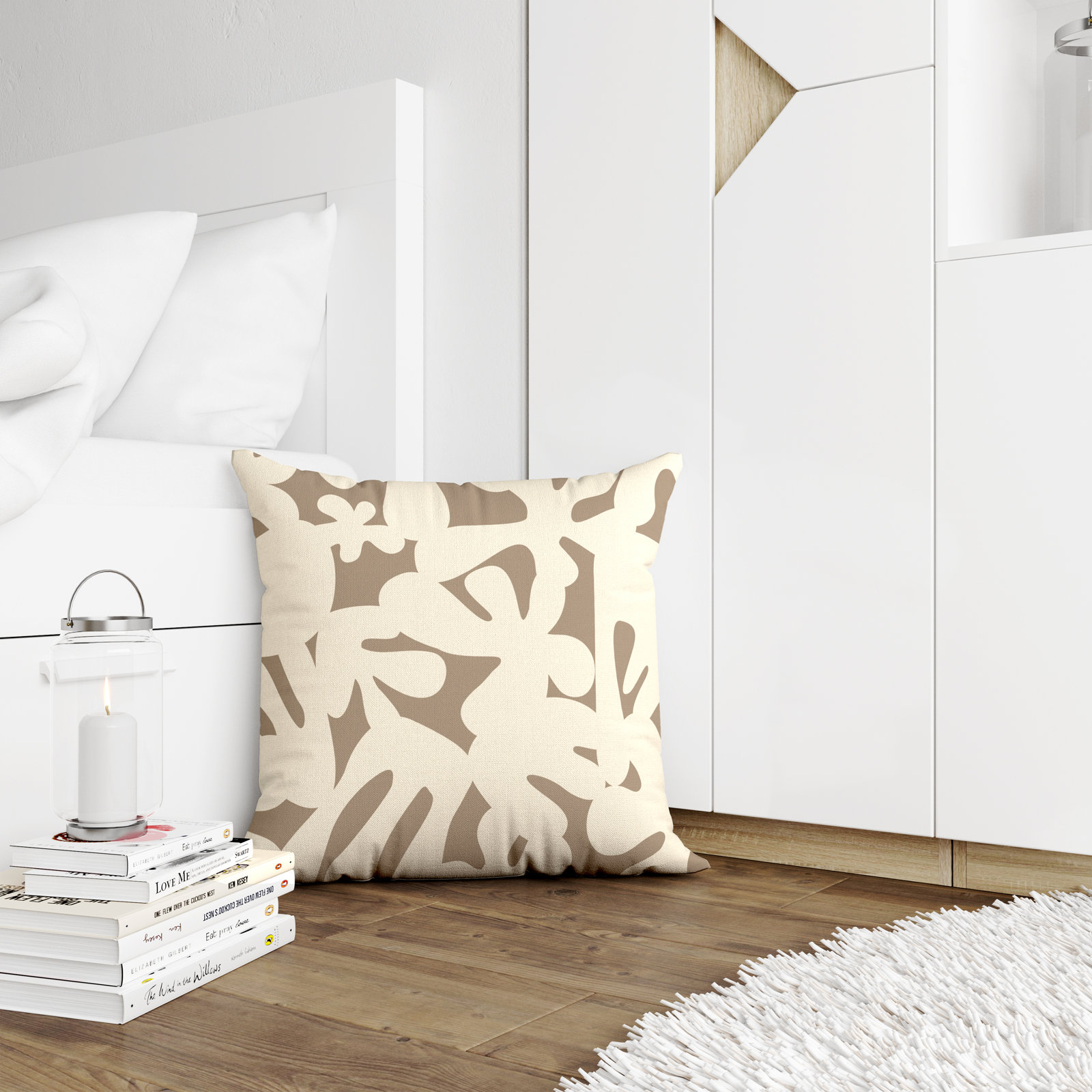 Lara Indoor/Outdoor Throw Pillow, 15" x 15", Off White