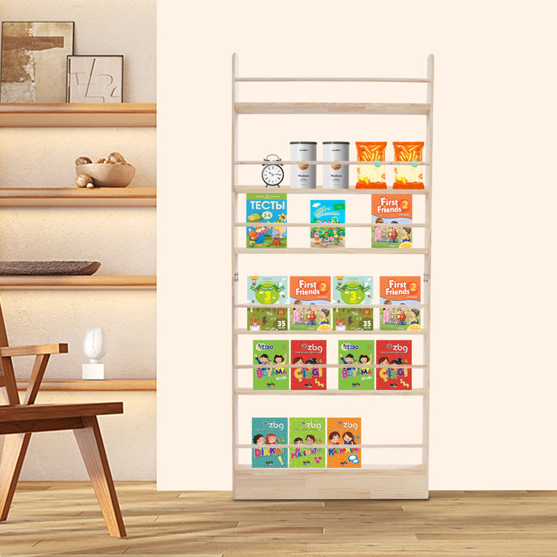 Bibliothèque en bois à 6 niveaux, Naturel