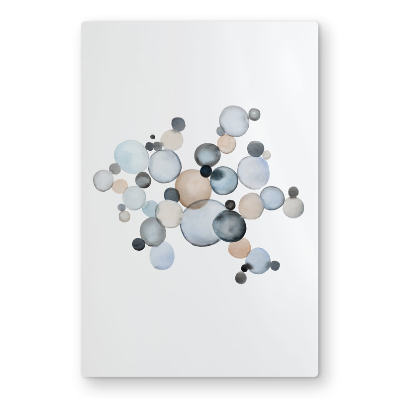 Grayish Bubbles - Shapes Gray Metal Print for Home Decor