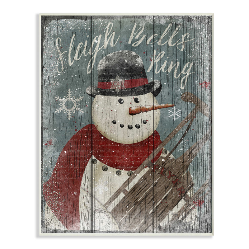 « Sleigh Bells Ring Snowman », impression, H 15 po x l 10 po, Plaque murale
