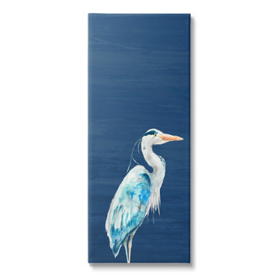 Oiseau de mer aigrette sur fond bleu océan profond par Patti Mann - Peinture