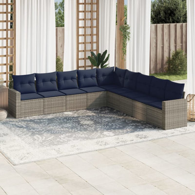 Ensemble de canapé de patio 9 pièces avec coussins pour l'extérieur