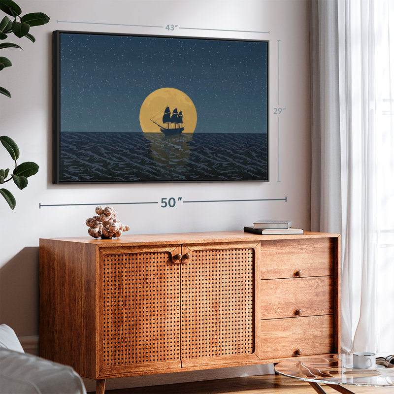 Pirate Ship Silhouette Canvas Print, 29" H x 43" W