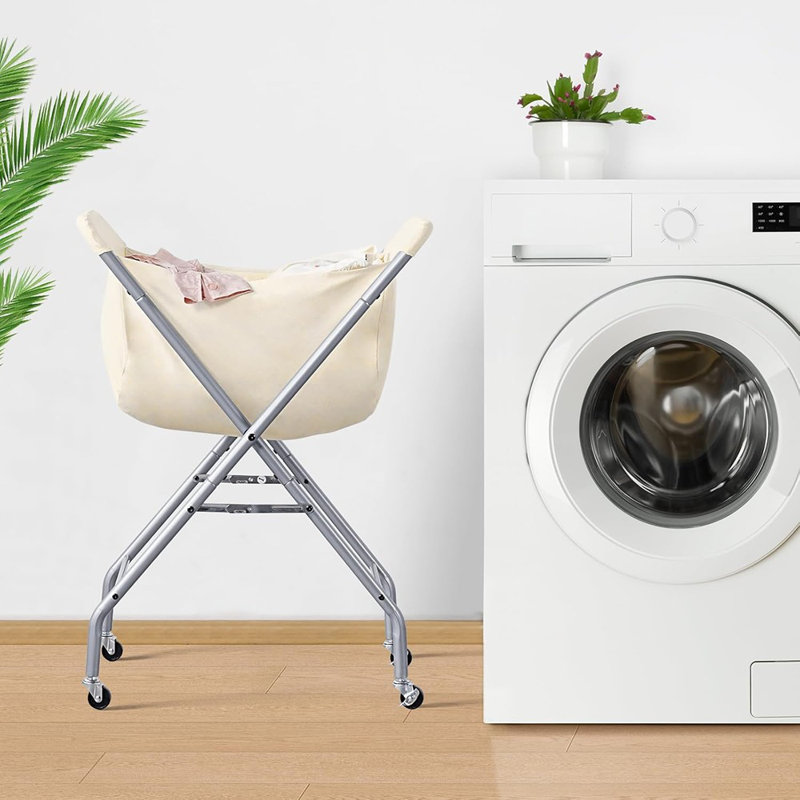 Chariot à linge avec roulettes, Hampe à roulettes facile à rouler ...
