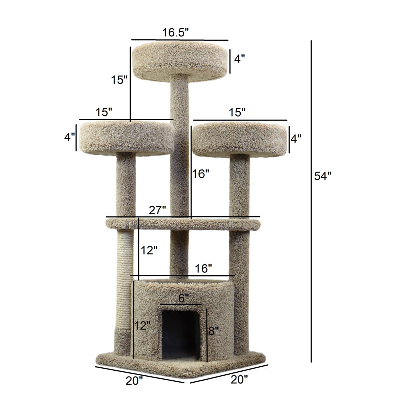 Beige Sisal and Carpet Large Cat Tree with Perches