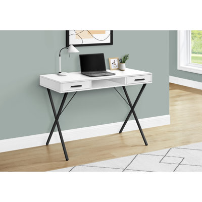 Bureau d'ordinateur, bureau personnel, ordinateur portable, installation à gauche, à droite, tiroirs de rangement, L 42 po, travail, métal stratifié, contemporain, moderne