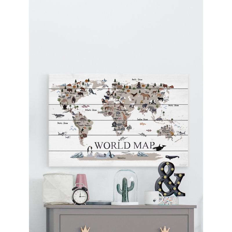 «Find The Animals», reproduction sur bois blanc, H 20 po x l 30 po x P 1,5 po
