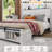 Farmhouse Wood Bed Frame, with Footboard Storage Cabinets,Including Charging Stations And LED Lights，White，Full Size-584011872-584011874