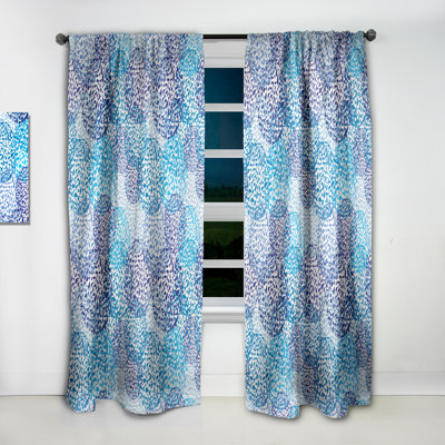 Sea Motif Pattern - Abstract Nautical & Coastal Blackout Curtain Single Panel