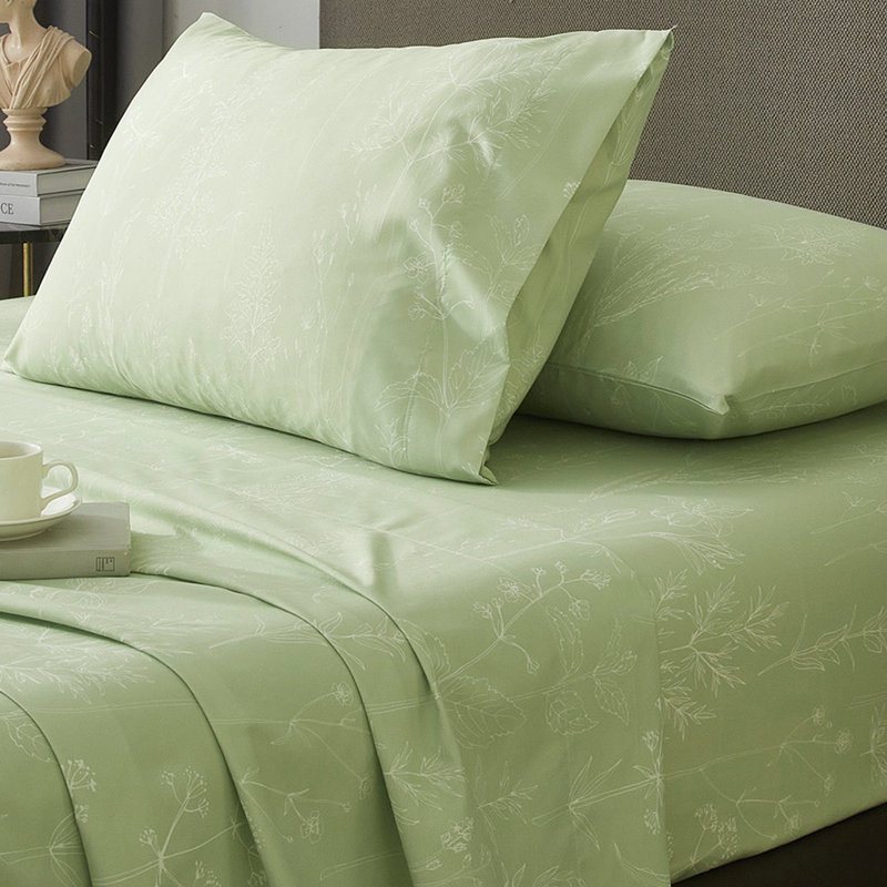 Hyprest Sheets, Soft Breathable Farmhouse Bed Sheet Sets, Deep Pocket Sheets, King Sheet Set, Green Leaf