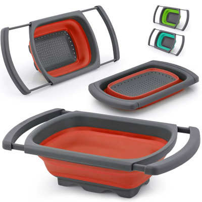 Zulay Kitchen Collapsible Polypropylene Colander with Extendable Handles