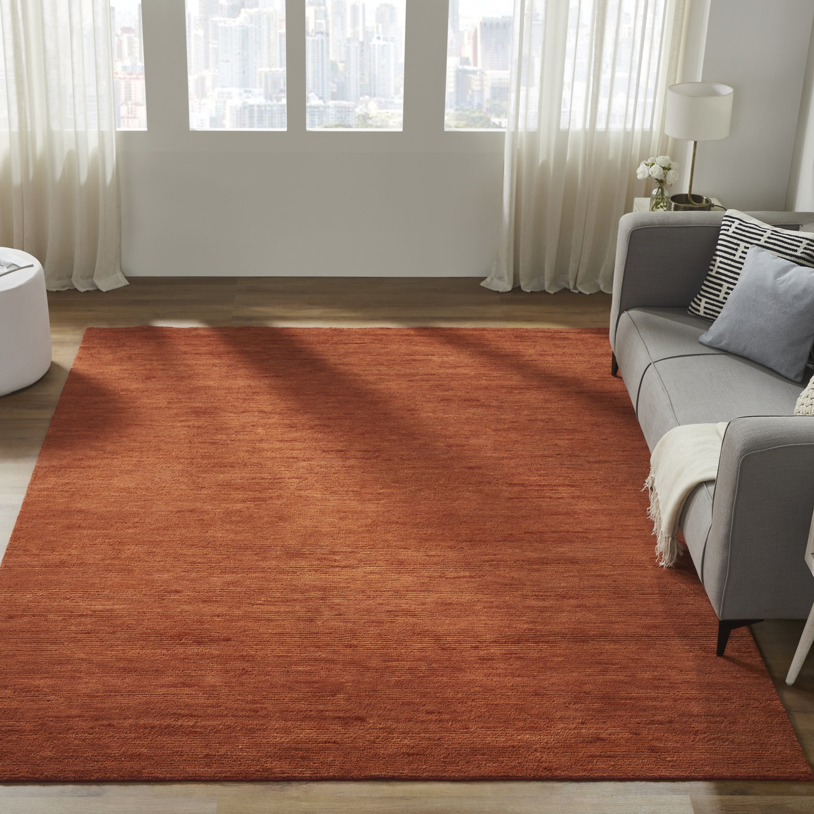 Sunset Ember Hand-Knotted Wool Rug, Rectangle 10' x 14'