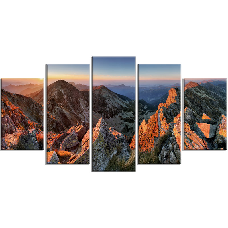 «Majestic Sunset in Fall Mountains», reproduction de photo à multiples images sur toile