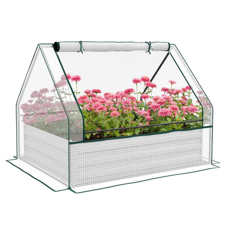 Versatile Outdoor Garden Bed with Integrated Greenhouse for Thriving Plants, White