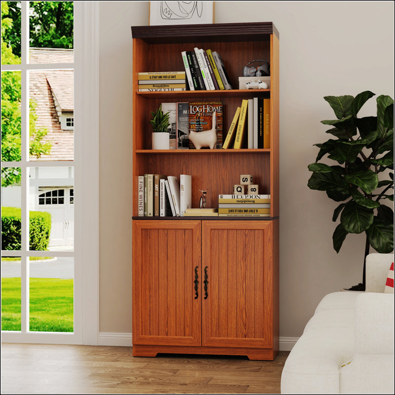 Armoire de rangement haute en bois, Chêne foncé