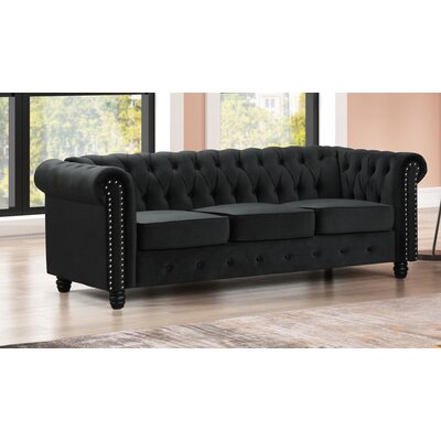 84'' Velvet Rolled Arm Chesterfield Sofa -  USLivings, US2709-S