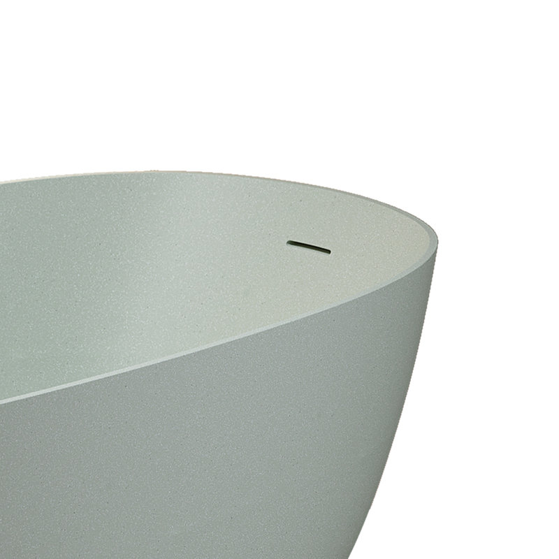 61'' Modern Freestanding Bathtub Resin Stone Soaking Bathtub Solid Surface Tubs With Overflow And Pop-Up Drain,Turquoise Green