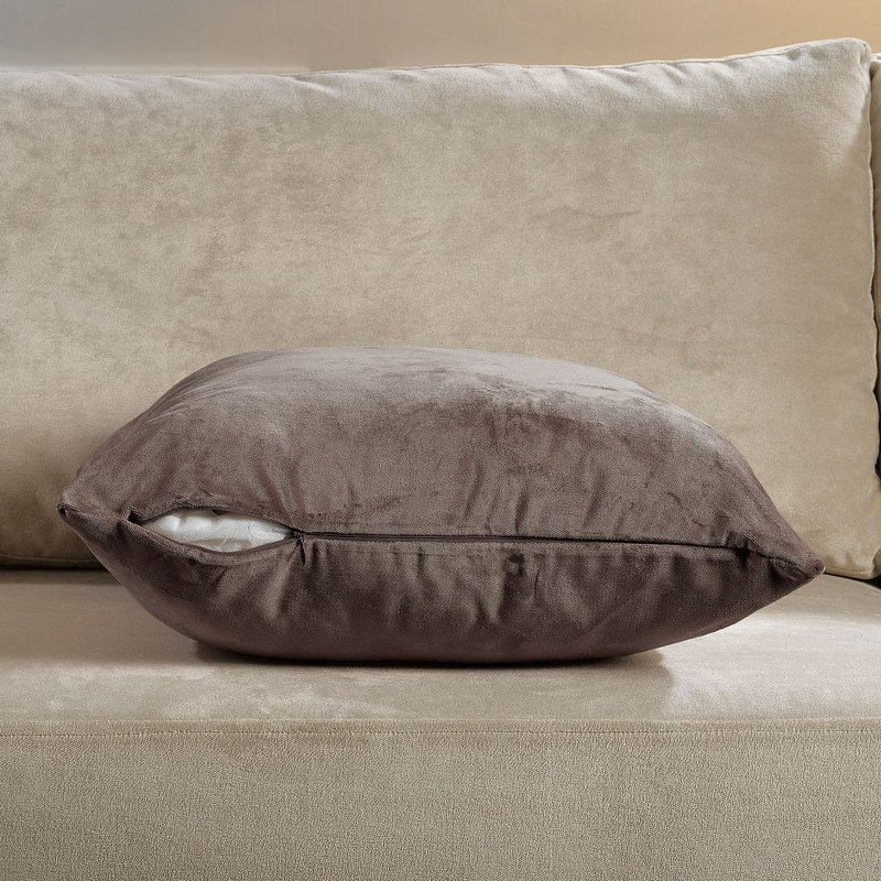 Housse de coussin en velours mat 1pc, Carré 18 po, Castor