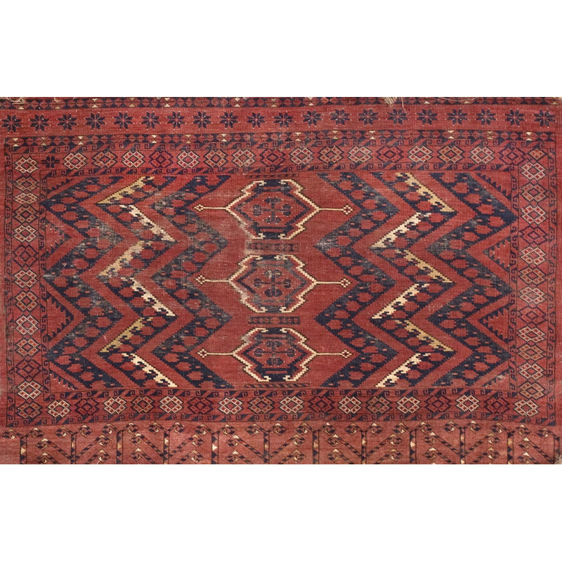 Late 19th Century Antique Ersari Beshir Small Central Asian Tribal Rug