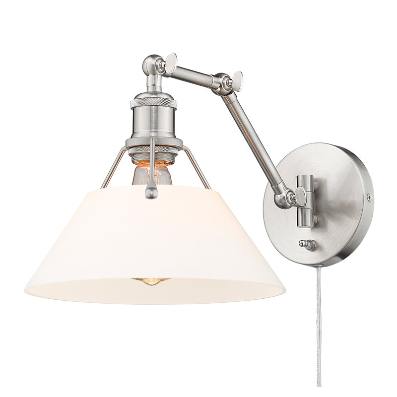 Weatherford Steel Swing Arm Sconce, Pewter, Opal Glass
