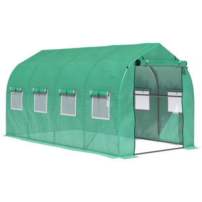 Polytunnel 395*195*200 cm Iron 1 Piece Walk-in Greenhouse Green with UV-resistant PE Cover