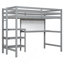 Lit mezzanine simple en bois avec tablettes, bureau et tableau d'écriture-1850429009